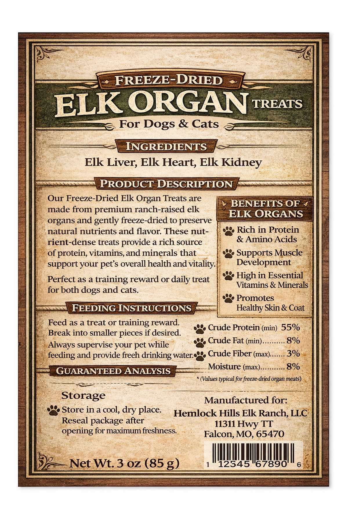Freeze Dried Elk Organ Pet Treats