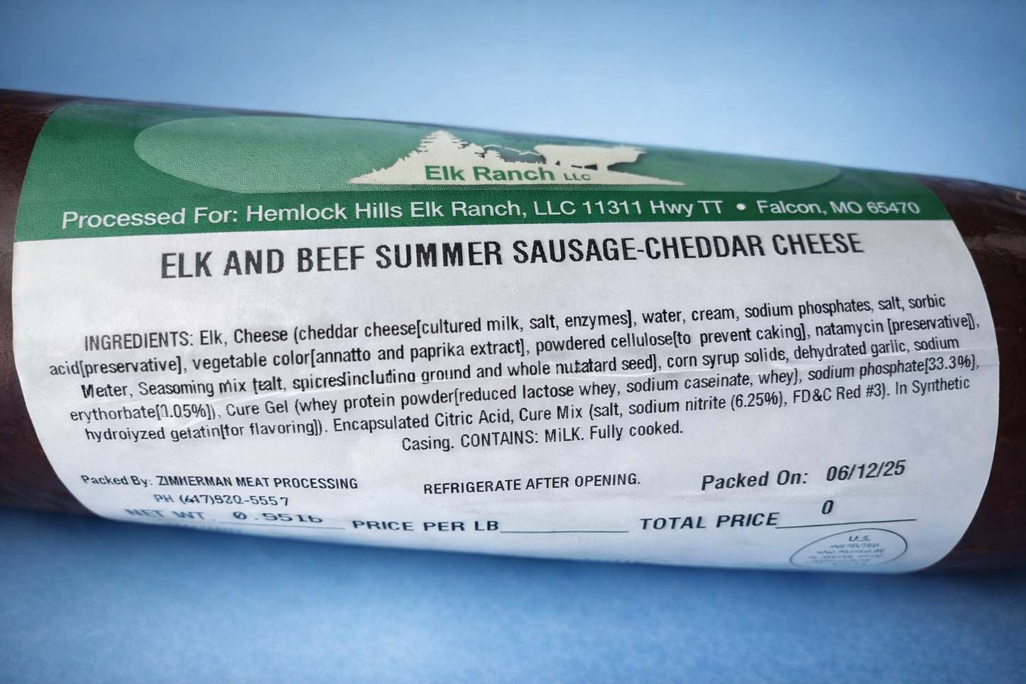 Elk and Cheddar Summer Sausage