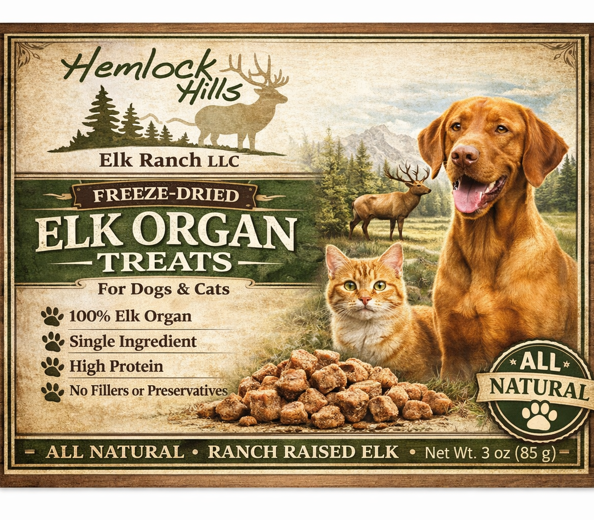 Freeze Dried Elk Organ Pet Treats