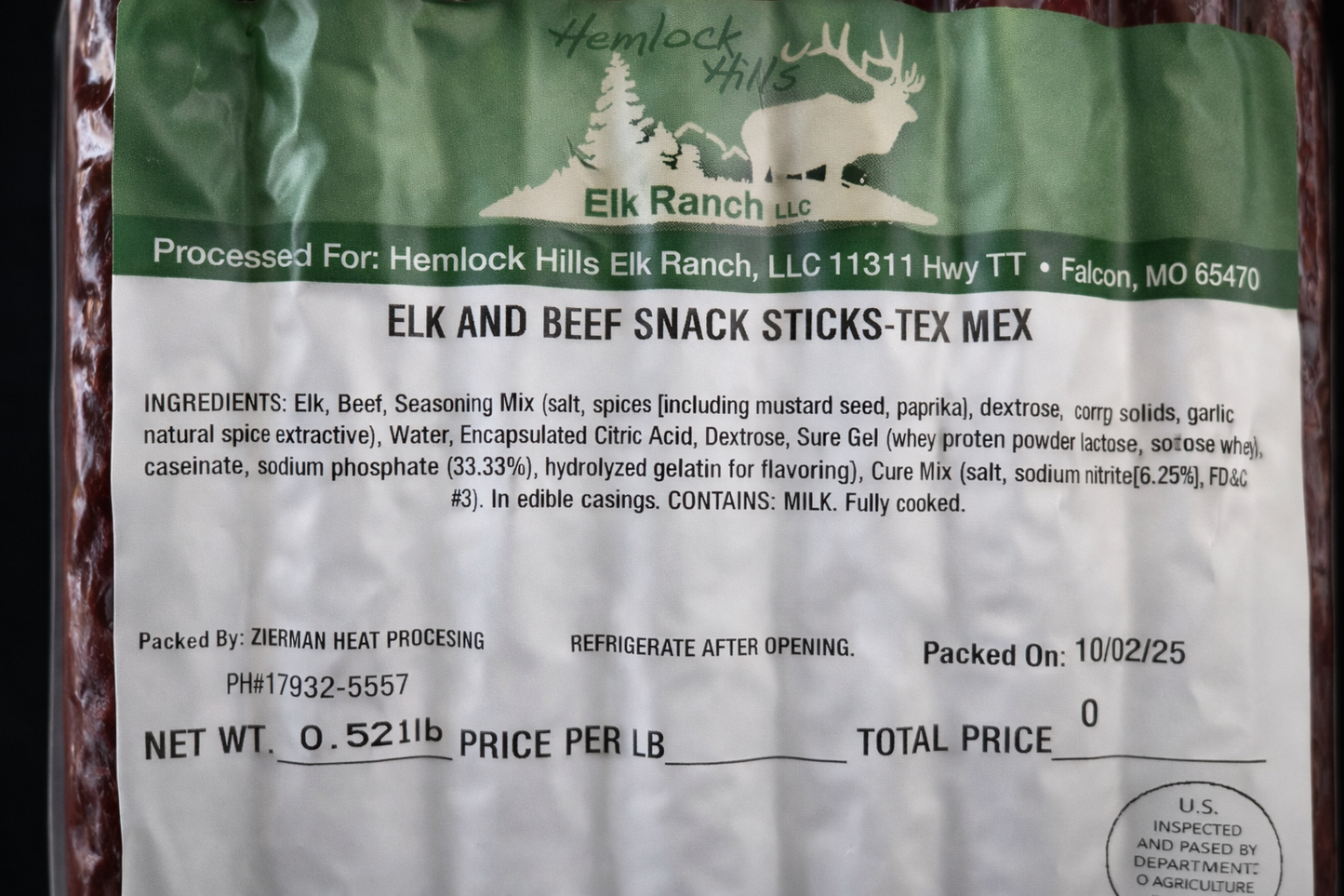 Elk Snack Sticks - Tex Mex Flavor